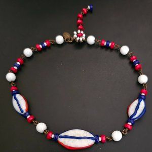 Vintage Miriam Haskell 13.5" Red White & Blue Choker Necklace USA/Patriotic
